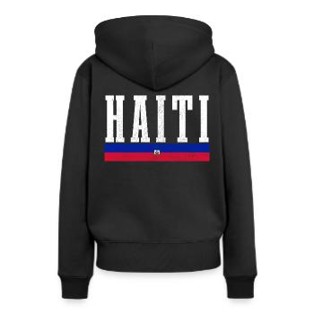 Haïti - Sweat à capuche Premium bio Femme - noir - Dos - Julia (174cm)