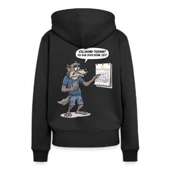 Vollmond-Termin? Ich hab doch keine Zeit ! - Frauen Premium Bio Hoodie - Schwarz - Hinten - Julia (174cm)