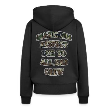 DNB Piratenradio Junglist Maximaler Respekt - Frauen Premium Bio Hoodie - Schwarz - Hinten - Julia (174cm)