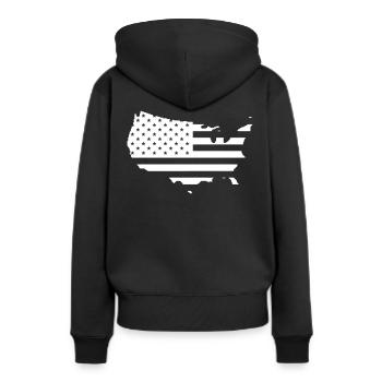 ÉTATS-UNIS Drapeau Contour symbole - Sweat à capuche Premium bio Femme - noir - Dos - Julia (174cm)