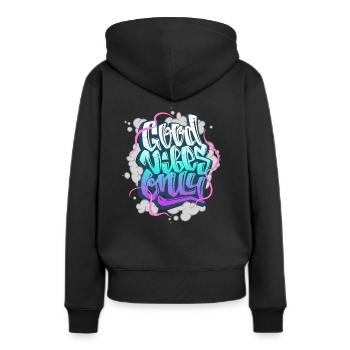 Paroles cool - Sweat à capuche Premium bio Femme - noir - Dos - Julia (174cm)