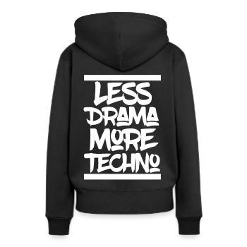 Less Drama More Techno Electro Rave Party Berlin - Women’s Premium Organic Hoodie - black - Back - Julia (174cm)