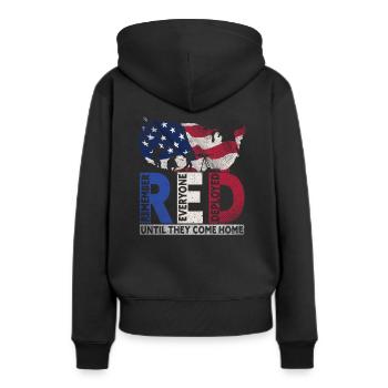Proud Veteran Shirt - Frauen Premium Bio Hoodie - Schwarz - Hinten - Julia (174cm)
