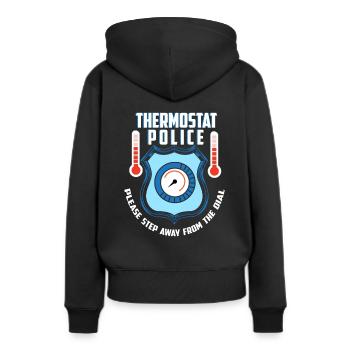 Thermostat Polizei Vatertag Scherz Temperatur Papa - Frauen Premium Bio Hoodie - Schwarz - Hinten - Julia (174cm)