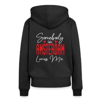 Somebody In Amsterdam Loves Me Niederlande Partner - Frauen Premium Bio Hoodie - Schwarz - Hinten - Julia (174cm)