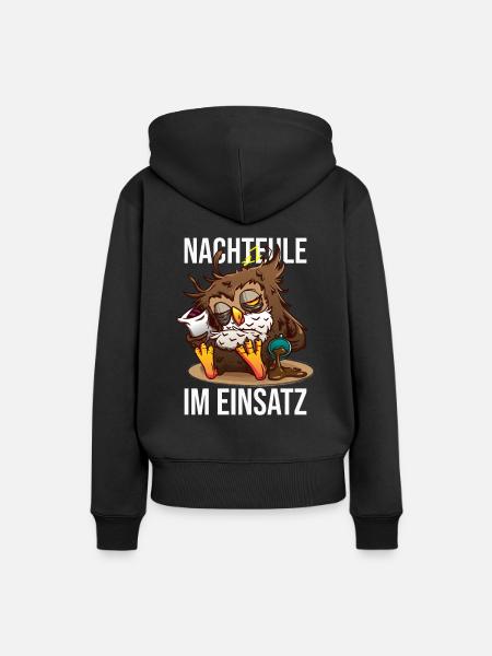 Nachteule Im Einsatz Müde Eule Nachtmensch - Frauen Premium Bio Hoodie - Schwarz