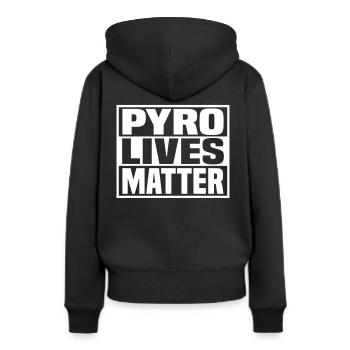 Pyro Lives Matter - Frauen Premium Bio Hoodie - Schwarz - Hinten - Julia (174cm)