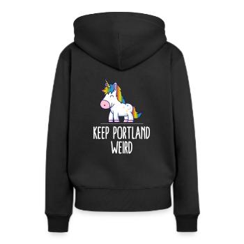 Gardez Portland Weird Unicorn Liberal Excenter Weird - Sweat à capuche Premium bio Femme - noir - Dos - Julia (174cm)