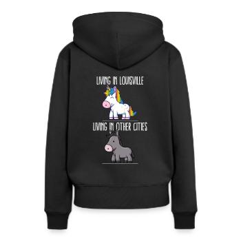 Leben in Louisville Pride Kentucky Einhorn Love - Frauen Premium Bio Hoodie - Schwarz - Hinten - Julia (174cm)