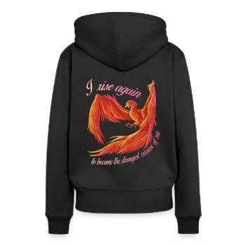 Phönix aus der Asche, Vogel, Fabelwesen,Erneuerung - Frauen Premium Bio Hoodie - Schwarz - Hinten - Julia (174cm)