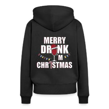 Joyeux ivrogne je suis Noël - Sweat à capuche Premium bio Femme - noir - Dos - Julia (174cm)