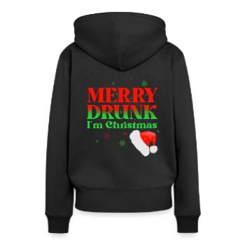 Joyeux ivrogne Je suis Noël Drôle à boire ou - Sweat à capuche Premium bio Femme - noir - Dos - Julia (174cm)