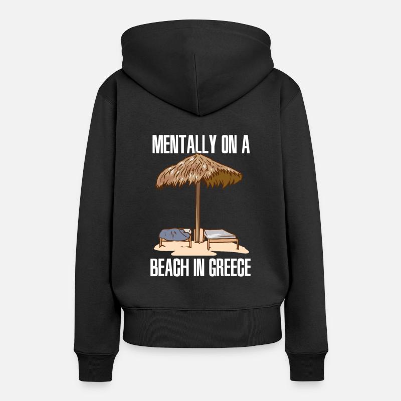 Grèce/Vacances: Mentalement sur une plage en - Sweat à capuche Premium bio Femme - noir