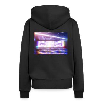 Glitched Dream - Frauen Premium Bio Hoodie - Schwarz - Hinten - Julia (174cm)