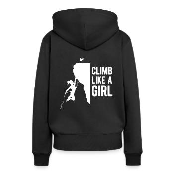 cool saying climb woman climber mountains women - Women’s Premium Organic Hoodie - black - Back - Julia (174cm)