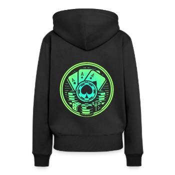 Pokern - Frauen Premium Bio Hoodie - Schwarz - Hinten - Julia (174cm)