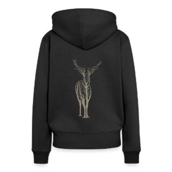 cerf - Sweat à capuche Premium bio Femme - noir - Dos - Julia (174cm)