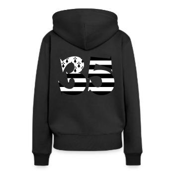 35 Bretagne Drapeau - Sweat à capuche Premium bio Femme - noir - Dos - Julia (174cm)