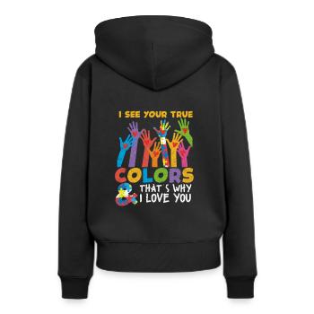 Autism Autist Asperger Syndrome Gift - Sweat à capuche Premium bio Femme - noir - Dos - Julia (174cm)