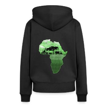 Afrique - Sweat à capuche Premium bio Femme - noir - Dos - Julia (174cm)