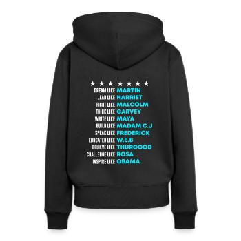 Black History - Frauen Premium Bio Hoodie - Schwarz - Hinten - Julia (174cm)