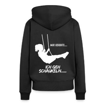 MIR REICHTS ich geh schaukeln - Frauen Premium Bio Hoodie - Schwarz - Hinten - Julia (174cm)