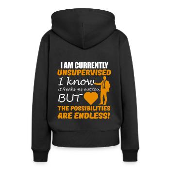 lustig funny Bestseller Geschenkidee - Frauen Premium Bio Hoodie - Schwarz - Hinten - Julia (174cm)
