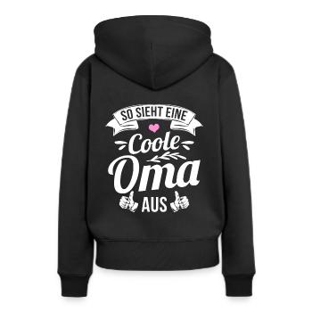 So sieht eine coole Oma aus - Frauen Premium Bio Hoodie - Schwarz - Hinten - Julia (174cm)