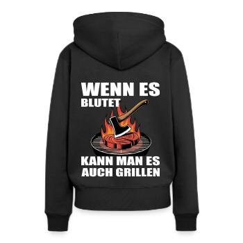 Grillen BBQ Grill - Frauen Premium Bio Hoodie - Schwarz - Hinten - Julia (174cm)