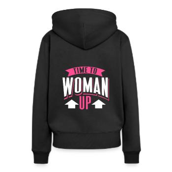 Il est temps de se lever - Sweat à capuche Premium bio Femme - noir - Dos - Julia (174cm)