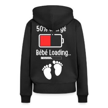 Bébé en Chargement Batterie 50% - Sweat à capuche Premium bio Femme - noir - Dos - Julia (174cm)