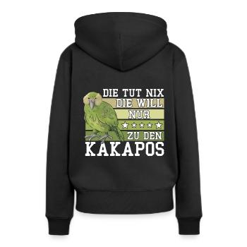 Die will nur zu den Kakapos Papagei - Frauen Premium Bio Hoodie - Schwarz - Hinten - Julia (174cm)