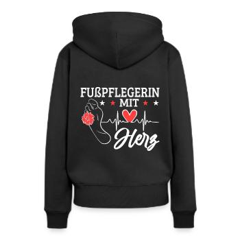 Fußpflegerin mit Herz Herzschlag Pediküre - Frauen Premium Bio Hoodie - Schwarz - Hinten - Julia (174cm)