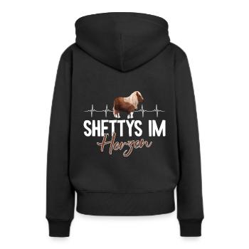 Shetty im Herzen Herzschlag Shetland Pony - Frauen Premium Bio Hoodie - Schwarz - Hinten - Julia (174cm)