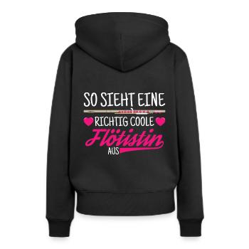 Querflöte Flöte Flötistin - Frauen Premium Bio Hoodie - Schwarz - Hinten - Julia (174cm)