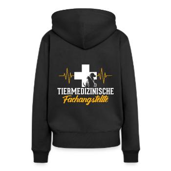 Tierarzthelferin Veterinär TFA Herzschlag - Frauen Premium Bio Hoodie - Schwarz - Hinten - Julia (174cm)