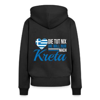 Kreta die tut nix Griechenland Urlaub - Frauen Premium Bio Hoodie - Schwarz - Hinten - Julia (174cm)