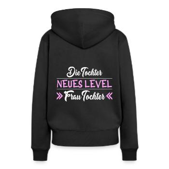 Neues Level Frau Tochter Jugendweihe - Frauen Premium Bio Hoodie - Schwarz - Hinten - Julia (174cm)