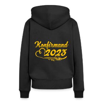 Konfirmation 2023 Konfirmand - Frauen Premium Bio Hoodie - Schwarz - Hinten - Julia (174cm)