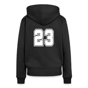 23 Dos numéro de football football numéro de football - Sweat à capuche Premium bio Femme - noir - Dos - Julia (174cm)