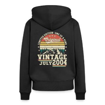 Vintage Juli 2004 18. Geburtstag Herren 18 Jahre - Frauen Premium Bio Hoodie - Schwarz - Hinten - Julia (174cm)