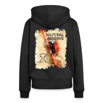 Serie "NATURE RESERVE" - Marienkäfer - Frauen Premium Bio Hoodie - Schwarz - Hinten - Julia (174cm)