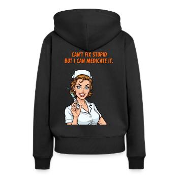 Nurse Saying: Stupidity Medicine - Women’s Premium Organic Hoodie - black - Back - Julia (174cm)