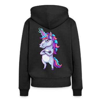 Genervtes Einhorn: Glitzer & Zorn! - Frauen Premium Bio Hoodie - Schwarz - Hinten - Julia (174cm)