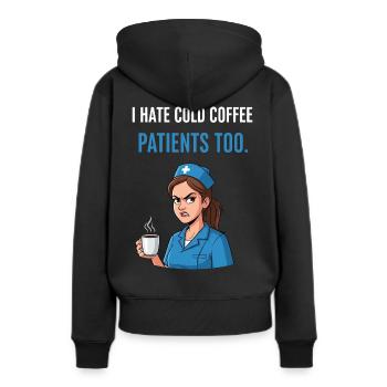 Krankenschwester Kaffee Lustig - Frauen Premium Bio Hoodie - Schwarz - Hinten - Julia (174cm)