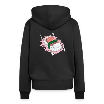 Riz à sushi au saumon - Sweat à capuche Premium bio Femme - noir - Dos - Julia (174cm)