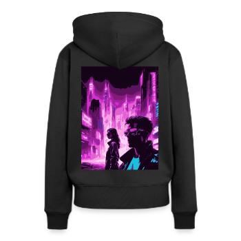 2reborn CyberCity Cybercrime Cyberlove 4 - Frauen Premium Bio Hoodie - Schwarz - Hinten - Julia (174cm)