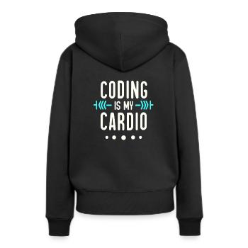 Coding Is My Cardio | Geeky Softwareentwickler - Frauen Premium Bio Hoodie - Schwarz - Hinten - Julia (174cm)