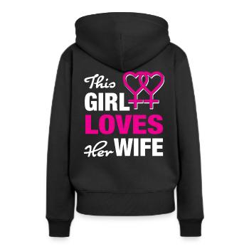 Lesbische Liebe - Frauen Premium Bio Hoodie - Schwarz - Hinten - Julia (174cm)