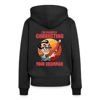 Je corrige silencieusement votre grammaire - Sweat à capuche Premium bio Femme - noir - Dos - Julia (174cm)